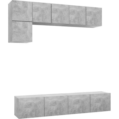 Ensemble de meuble TV vidaXL 5 pièces Gris béton - Meuble TV - Publicité Ensemble de meuble TV vidaXL 5 pièces Gris béton - Meuble TV - Publicité