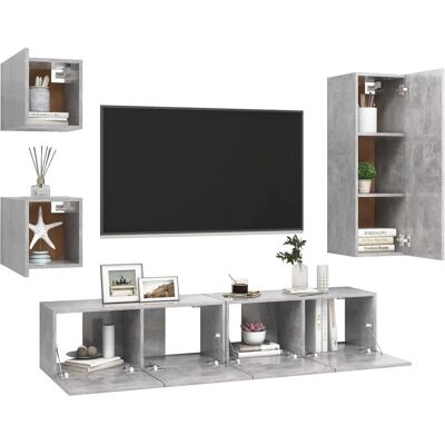 Set de Muebles de TV de 5 Piezas Gris Hormigón vidaXL Set de Muebles de TV de 5 Piezas Gris Hormigón vidaXL