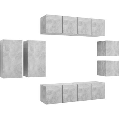 vidaXL 8-teiliges TV-Schranksatz Beton-Grau - TV Schrank Set vidaXL 8-teiliges TV-Schranksatz Beton-Grau - TV Schrank Set