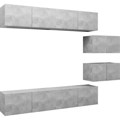 Ensemble de Meubles TV en Béton Gris de 6 Pièces vidaXL - Fixé au Mur - Publicité Ensemble de Meubles TV en Béton Gris de 6 Pièces vidaXL - Fixé au Mur - Publicité
