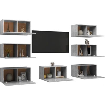 vidaXL TV-Schränke 7 Stk Beton Grau 30,5x30x60 cm Spanplatte - TV Möbel vidaXL TV-Schränke 7 Stk Beton Grau 30,5x30x60 cm Spanplatte - TV Möbel