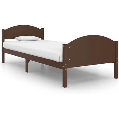 Letto in pino massiccio vidaXL - 100x200 cm - Marrone scuro - Mobili da camera Letto in pino massiccio vidaXL - 100x200 cm - Marrone scuro - Mobili da camera