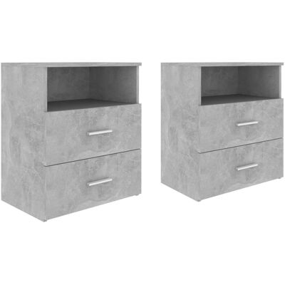 Mesita de Noche Gris Cemento vidaXL - Con Cajones y Espacio de Almacenamiento Mesita de Noche Gris Cemento vidaXL - Con Cajones y Espacio de Almacenamiento