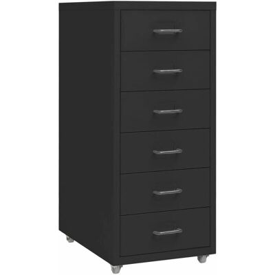 vidaXL Schwarzer Metal 6-Schubladen Aktenschrank - Büromöbel vidaXL Schwarzer Metal 6-Schubladen Aktenschrank - Büromöbel