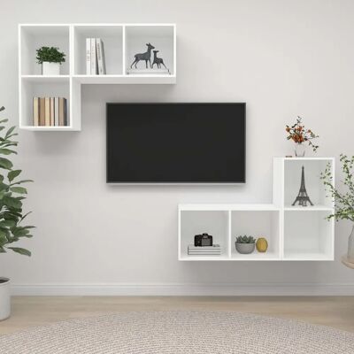 vidaXL Wandfernsehschränke-Set - Weiß - 37x37x72 cm - TV Wandschrank-Set vidaXL Wandfernsehschränke-Set - Weiß - 37x37x72 cm - TV Wandschrank-Set