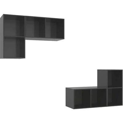 vidaXL 4x Wandmontierte TV Schränke Hochglanz Grau - Modernes Wohnen vidaXL 4x Wandmontierte TV Schränke Hochglanz Grau - Modernes Wohnen