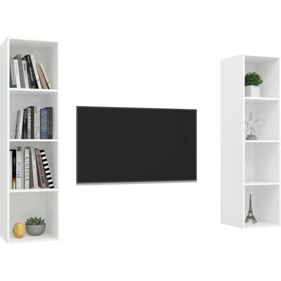 vidaXL 2-tlg. weiße Wand-TV-Schrank - Wandmontierter TV-Schrank vidaXL 2-tlg. weiße Wand-TV-Schrank - Wandmontierter TV-Schrank
