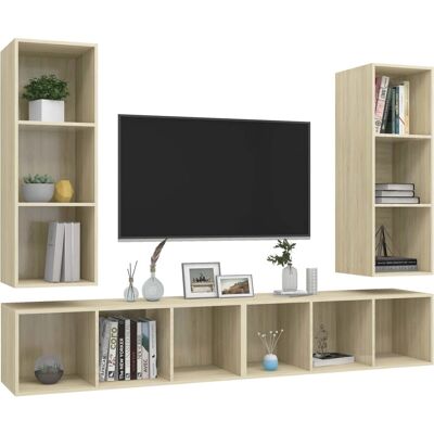 vidaXL Wandmontierte TV-Schränke Sonoma Eiche - 4 Stück - Wohnzimmermöbel vidaXL Wandmontierte TV-Schränke Sonoma Eiche - 4 Stück - Wohnzimmermöbel