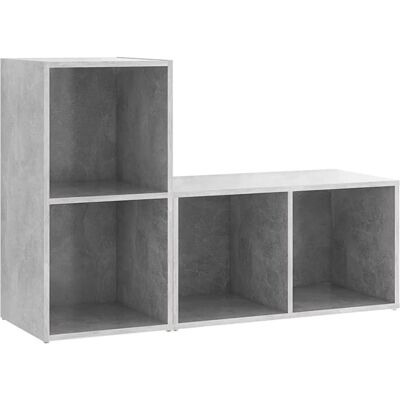 vidaXL 2x Meuble TV Gris Béton - Meuble de télévision - Publicité vidaXL 2x Meuble TV Gris Béton - Meuble de télévision - Publicité