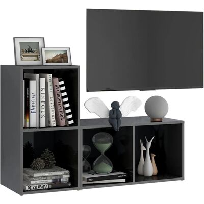 vidaXL TV-kaappi 2x Korkeakiiltoinen Harmaa 72x35x36,5cm vidaXL TV-kaappi 2x Korkeakiiltoinen Harmaa 72x35x36,5cm