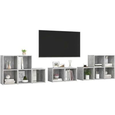 vidaXL TV-Schrankset 8 Stück Beton Grau - TV-Schrankset vidaXL TV-Schrankset 8 Stück Beton Grau - TV-Schrankset