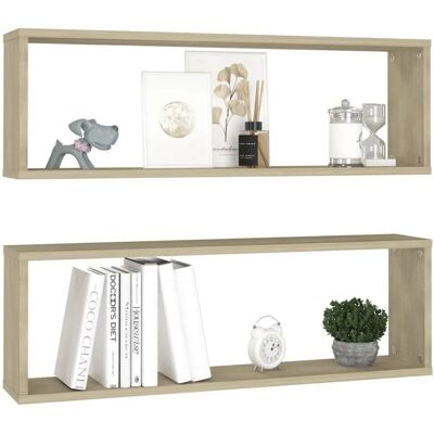vidaXL Wandwürfelschalen Sonoma Eichenholz - 2 Stück, Schwebende Aufbewahrung vidaXL Wandwürfelschalen Sonoma Eichenholz - 2 Stück, Schwebende Aufbewahrung
