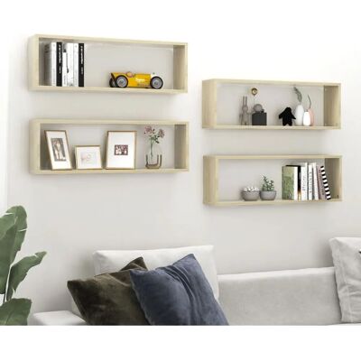 Estantes de pared Sonoma Roble - 4 uds - 80x15x26,5 cm Estantes de pared Sonoma Roble - 4 uds - 80x15x26,5 cm