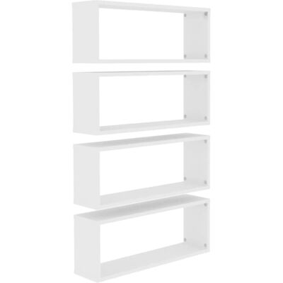vidaXL Wall Shelves White 4 pcs engineered wood - Wall Shelves vidaXL Wall Shelves White 4 pcs engineered wood - Wall Shelves