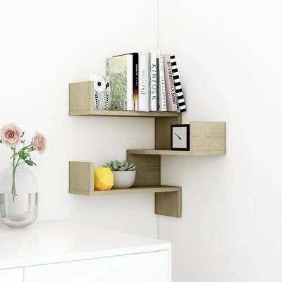 vidaXL Sonoma Eichen Wandregal - Eckregal für Wohnzimmer, Schlafzimmer, Küche vidaXL Sonoma Eichen Wandregal - Eckregal für Wohnzimmer, Schlafzimmer, Küche