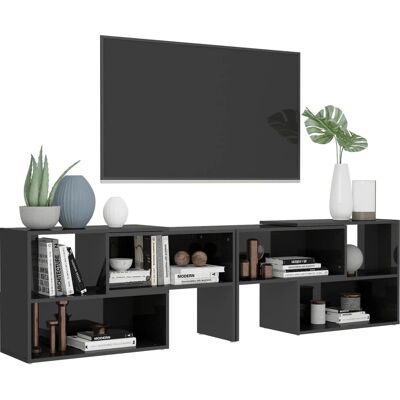 vidaXL TV-Schrank Hochglanz Grau - TV-Schrank vidaXL TV-Schrank Hochglanz Grau - TV-Schrank