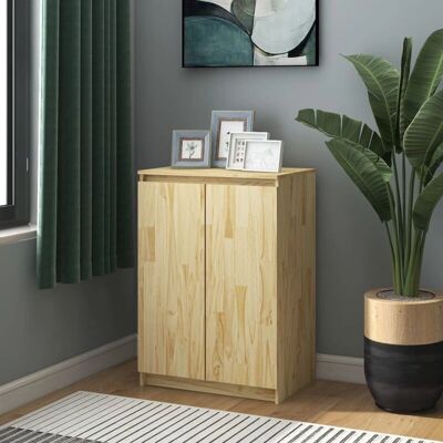 vidaXL Massives Kiefernholz Sideboard - 2 Türen, 3 Fächer - 60x36x84cm vidaXL Massives Kiefernholz Sideboard - 2 Türen, 3 Fächer - 60x36x84cm