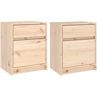 vidaXL Nachttisch - Massives Kiefernholz Beistelltisch - 2 Stk, 40x31x50 cm vidaXL Nachttisch - Massives Kiefernholz Beistelltisch - 2 Stk, 40x31x50 cm
