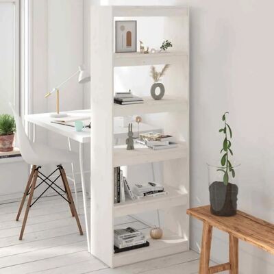 vidaXL Massivholz Kiefer Bücherregal - Weiß - Raumteiler vidaXL Massivholz Kiefer Bücherregal - Weiß - Raumteiler