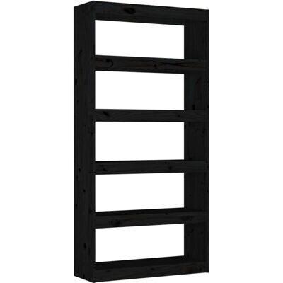 vidaXL Schwarzes Kiefernbuchregal - Raumteiler - Innenaufbewahrung - 80x30x167.4 cm vidaXL Schwarzes Kiefernbuchregal - Raumteiler - Innenaufbewahrung - 80x30x167.4 cm