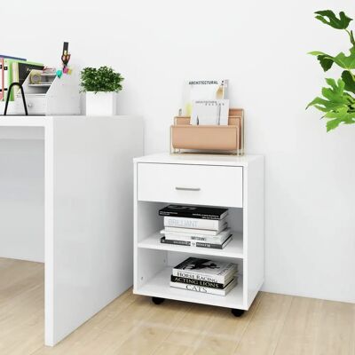 vidaXL Weißer Rollschrank - Moderner Holz-Storage vidaXL Weißer Rollschrank - Moderner Holz-Storage