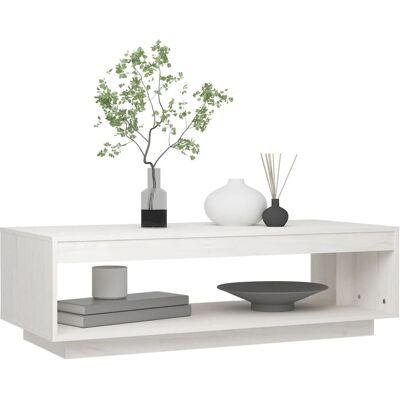 vidaXL Solider Kiefernholz Couchtisch Weiß Wohnzimmer Couch Tee Akzent Tisch - Couchtisch vidaXL Solider Kiefernholz Couchtisch Weiß Wohnzimmer Couch Tee Akzent Tisch - Couchtisch