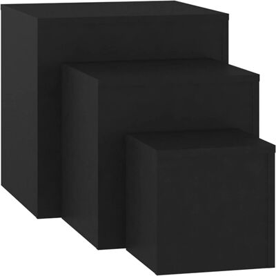 vidaXL 808586 Setti 3 sivupöytää - Musta insinööri-tyylinen puu vidaXL 808586 Setti 3 sivupöytää - Musta insinööri-tyylinen puu