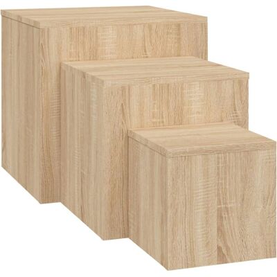 vidaXL 808588 Sonoma Eichen 3-teilige Beistelltisch-Set vidaXL 808588 Sonoma Eichen 3-teilige Beistelltisch-Set