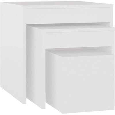 vidaXL 808594 Weiße Stapelbare Tische - Beistelltisch-Set vidaXL 808594 Weiße Stapelbare Tische - Beistelltisch-Set