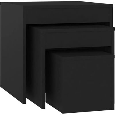 vidaXL Zwarte Stapelbare Tafels Set - Salontafel / Bijzettafel / End-tisch vidaXL Zwarte Stapelbare Tafels Set - Salontafel / Bijzettafel / End-tisch