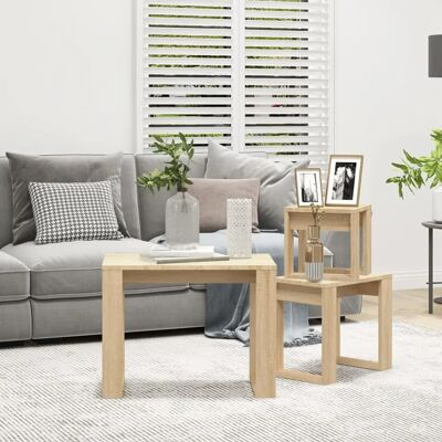 vidaXL 3x Nesting Tables Sonoma Oak - Platzsparend, Modern, Vielseitig vidaXL 3x Nesting Tables Sonoma Oak - Platzsparend, Modern, Vielseitig