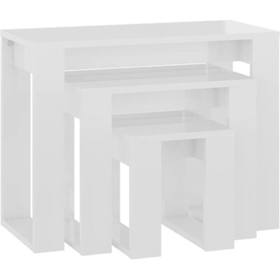 vidaXL 808609 Tables Gigognes Blanches - Style Moderne Économiseur d'Espace - Publicité vidaXL 808609 Tables Gigognes Blanches - Style Moderne Économiseur d'Espace - Publicité