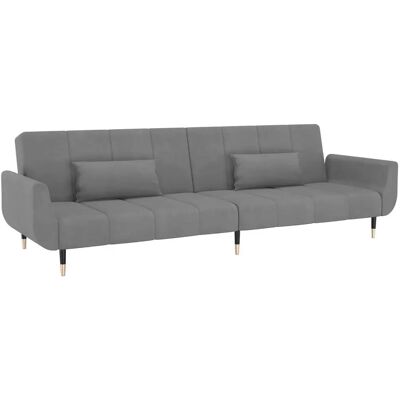 VidaXL Sovesofa Grå - Sammenklappelig, Fløjl, 2 Pladser VidaXL Sovesofa Grå - Sammenklappelig, Fløjl, 2 Pladser
