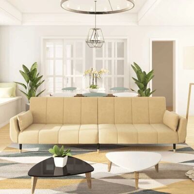 vidaXL Sovesofa Fløjl Creme - Sovesofa vidaXL Sovesofa Fløjl Creme - Sovesofa