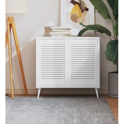 MAISONCHIC Hvide grantræ lamelporte - Indendørs eller skab MAISONCHIC Hvide grantræ lamelporte - Indendørs eller skab