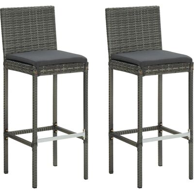 vidaXL Outdoor Chair - Grey - Steel, Polyester, Polyrattan vidaXL Outdoor Chair - Grey - Steel, Polyester, Polyrattan