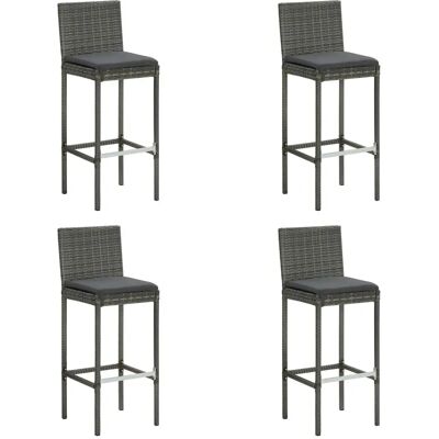 vidaXL 4x Havebarstole med puder Grå Poly Rattan Udendørs Lounge vidaXL 4x Havebarstole med puder Grå Poly Rattan Udendørs Lounge
