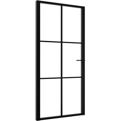 vidaXL Sisäovi Musta - 102,5x201,5 cm - Moderni karkaistu lasiovi vidaXL Sisäovi Musta - 102,5x201,5 cm - Moderni karkaistu lasiovi