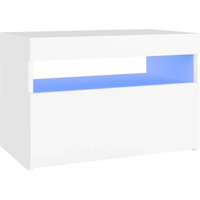 vidaXL 3082774 Witte nachtkastje met LED-verlichting - Nachtkastje vidaXL 3082774 Witte nachtkastje met LED-verlichting - Nachtkastje