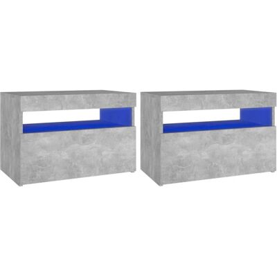 vidaXL 3082783 Nachtkastje - LED Verlichting - Grijze Beton - Nachtkastje vidaXL 3082783 Nachtkastje - LED Verlichting - Grijze Beton - Nachtkastje
