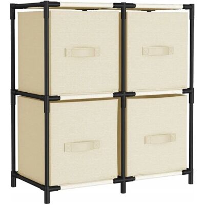 vidaXL Aufbewahrungsschrank mit 4 Stoffkörben - Stahl, Creme, 63x30x71 cm vidaXL Aufbewahrungsschrank mit 4 Stoffkörben - Stahl, Creme, 63x30x71 cm