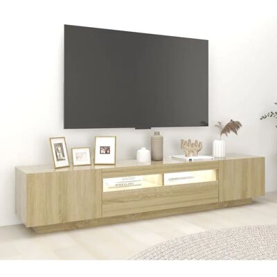 vidaXL TV-kast met LED-verlichting Sonoma eik 200x35x40 cm - TV meubel vidaXL TV-kast met LED-verlichting Sonoma eik 200x35x40 cm - TV meubel