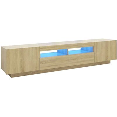 vidaXL TV Schrank mit LED-Beleuchtung Sonoma Eiche 200x35x40 cm - TV-Schrank vidaXL TV Schrank mit LED-Beleuchtung Sonoma Eiche 200x35x40 cm - TV-Schrank