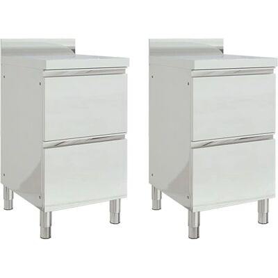 vidaXL Stainless Steel Kitchen Cabinets with 2 Drawers - Commercial & Home vidaXL Stainless Steel Kitchen Cabinets with 2 Drawers - Commercial & Home