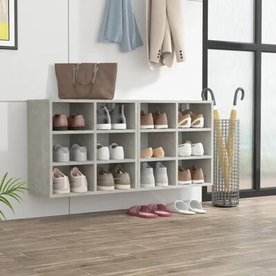 vidaXL Wandmontierter Schuhschrank Beton Grau - 2 Stück, 52,5x30x50 cm vidaXL Wandmontierter Schuhschrank Beton Grau - 2 Stück, 52,5x30x50 cm