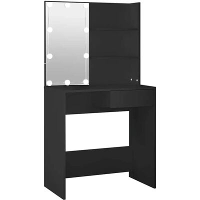 vidaXL Schwarzer LED Schminktisch mit Stauraum & USB vidaXL Schwarzer LED Schminktisch mit Stauraum & USB