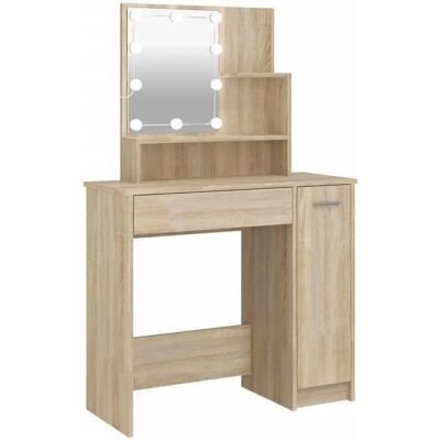 vidaXL LED Kaptafel Sonoma eikenkleurig - Make-up tafel vidaXL LED Kaptafel Sonoma eikenkleurig - Make-up tafel