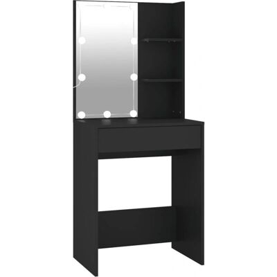 vidaXL Coiffeuse avec LED noire 60x40x140 cm - Bureau de maquillage - Publicité vidaXL Coiffeuse avec LED noire 60x40x140 cm - Bureau de maquillage - Publicité