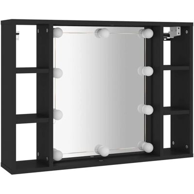 vidaXL Wandspiegelschrank mit LED Schwarz - Spiegelschrank vidaXL Wandspiegelschrank mit LED Schwarz - Spiegelschrank