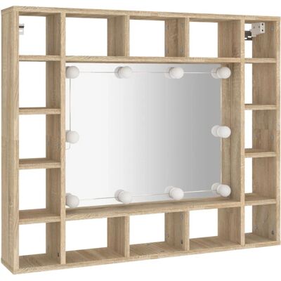 vidaXL Badezimmer Unterschrank Sonoma Eiche LED Spiegel vidaXL Badezimmer Unterschrank Sonoma Eiche LED Spiegel